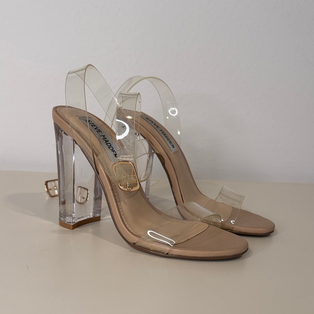 Steve Madden Camille Clear Nude Heels